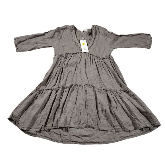 Liabella Dresses & Skirts - NWT Liabella 100% Linen Tiered Tunic Dress Sz Small Raw Hem Boho Lagenlook Italy